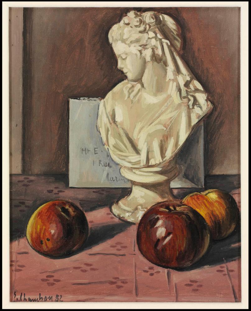 Buste et trois pommes, 1952